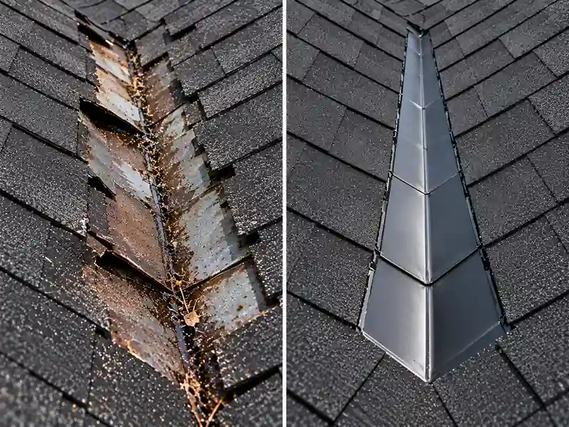 Roof Valley Repair in Katy Roof valley repair before and after in Katy